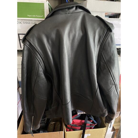 CUSTOM BILT BLACK LEATHER MOTORCYCLE BIKER JACKET - SIZE XL NO FLAWS! - Picture 11 of 11
